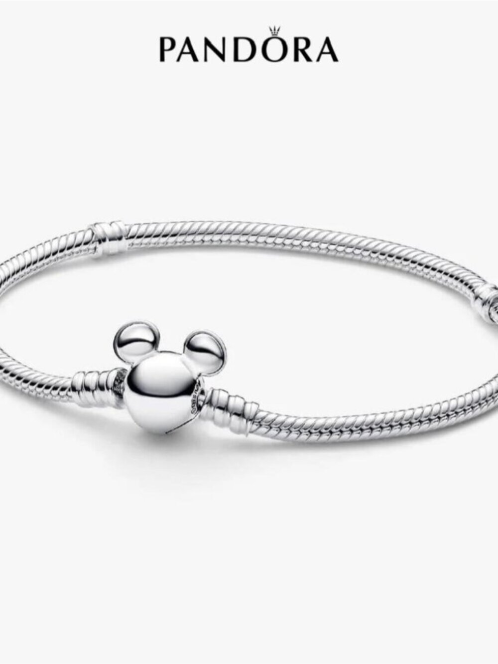 Pandora Disney Mickey Mouse Clasp Moments Snake Chain Bracelet